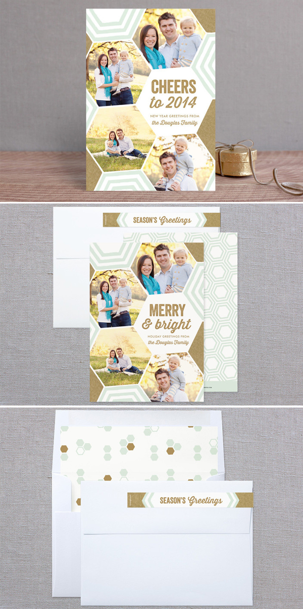 Merry Bright + Geometric Holiday Photo Card by Laura Hankins Duncan Park Papers for Minted